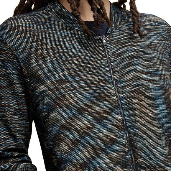 John Varvatos Collection Men's Sylvan Baseball Jacket Space Dyed Blue Topaz M - Picture 3 of 16